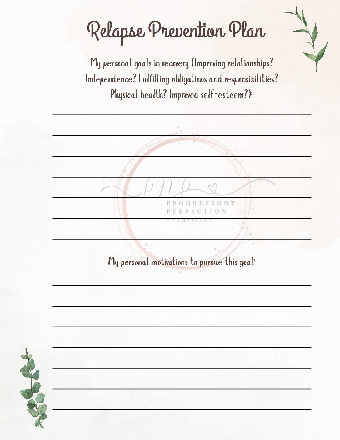 Relapse Prevention Plan