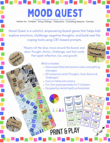 MoodQuest Board Game | Emotional Awareness, Coping Skills, Confidence | age 6-12