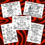 Horror Icons Positive Affirmation Coloring Pages | Creepy Slasher Printable | Cartoon Style Horror - Image 2
