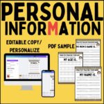Personal Information Tracing ABA Resource | Name, Age, Address & Phone Practice | Editable Canva Life Skills Worksheets for Autism & Therapy