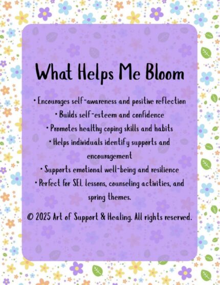 What Helps Me Bloom SEL Worksheet | Spring Self-Esteem & Coping Skills Activity