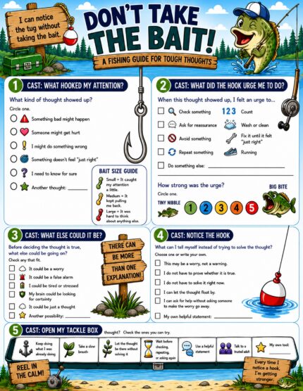 Getting Unhooked from Tough Thoughts | Intrusive Thoughts and Compulsions Worksheet