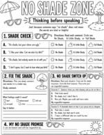No Shade Zone Respectful Communication SEL Worksheet - Image 2
