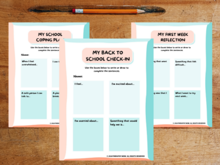 Back-to-School Emotional Check-In and Coping Plan Worksheets for Children