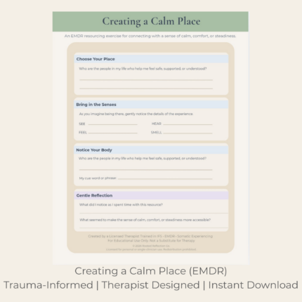 Creating a Calm Place | EMDR Calm Place Worksheet & Resourcing Exercise