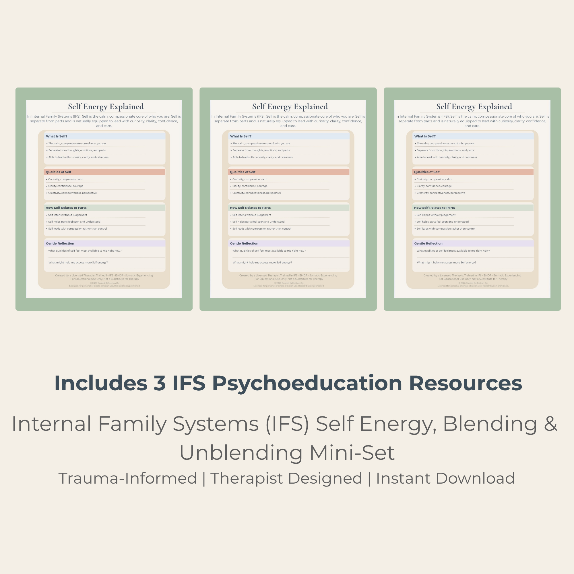 1 Understanding Self Energy, Blending & Unblending Bundle | IFS Therapy, Internal Family Systems, Parts Work Psychoeducation - Image 1