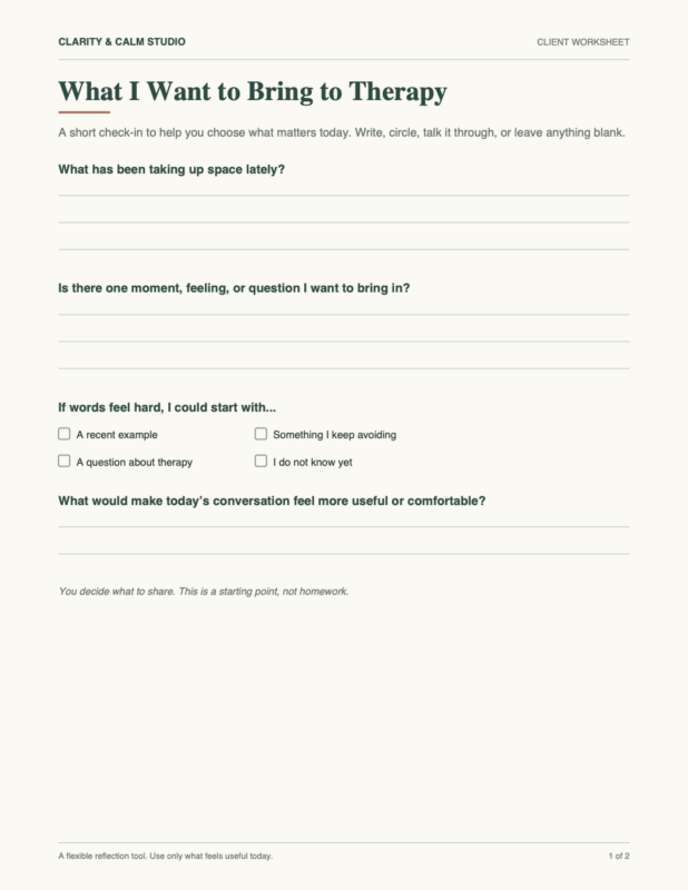 Session Prep Map printable therapy session-planning worksheet preview