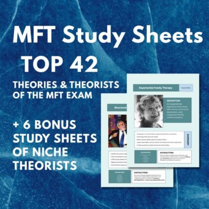 Top 42 MFT Exam Theories & Theorists Study Sheets + Bonus Guides | Marriage and Family Therapy Exam Prep
